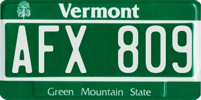 VT license plate AFX809