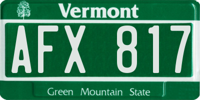 VT license plate AFX817