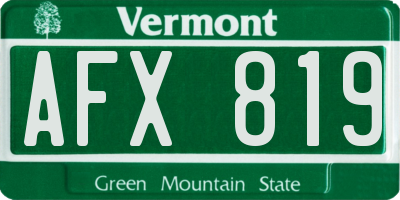 VT license plate AFX819