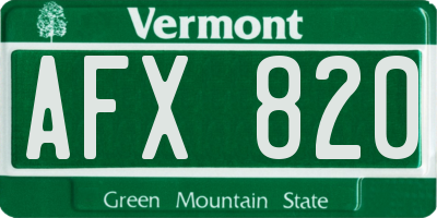 VT license plate AFX820
