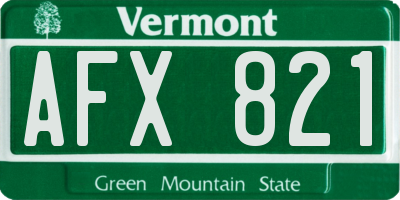 VT license plate AFX821