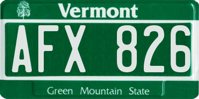 VT license plate AFX826
