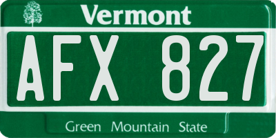 VT license plate AFX827