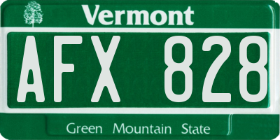 VT license plate AFX828