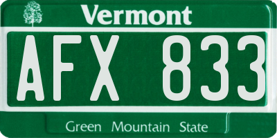 VT license plate AFX833
