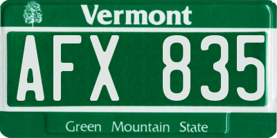 VT license plate AFX835