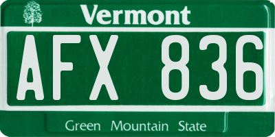 VT license plate AFX836