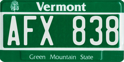 VT license plate AFX838