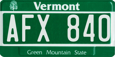 VT license plate AFX840