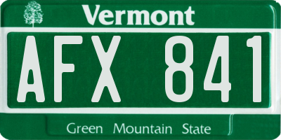 VT license plate AFX841