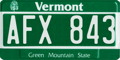 VT license plate AFX843