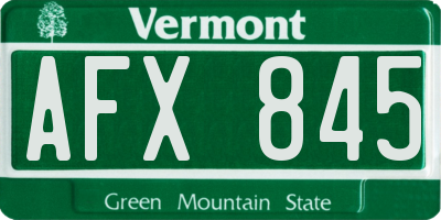 VT license plate AFX845