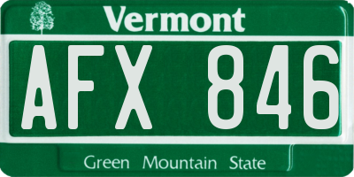 VT license plate AFX846