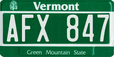 VT license plate AFX847