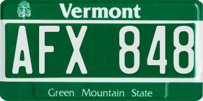 VT license plate AFX848