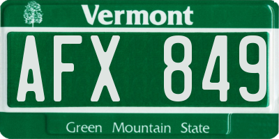 VT license plate AFX849