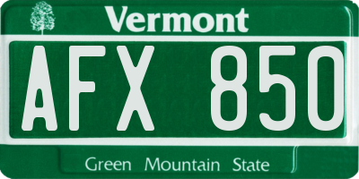 VT license plate AFX850