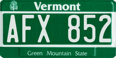 VT license plate AFX852