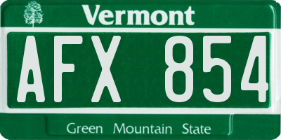 VT license plate AFX854