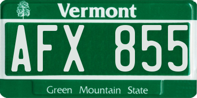 VT license plate AFX855