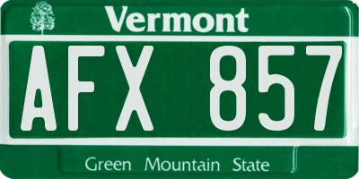 VT license plate AFX857