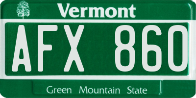 VT license plate AFX860