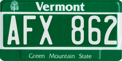 VT license plate AFX862