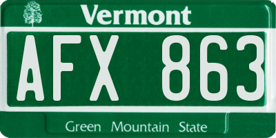 VT license plate AFX863