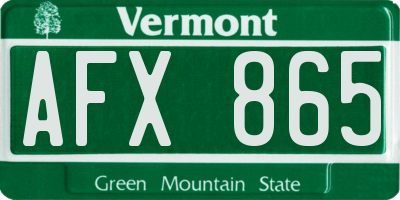 VT license plate AFX865