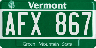 VT license plate AFX867