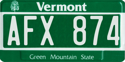 VT license plate AFX874