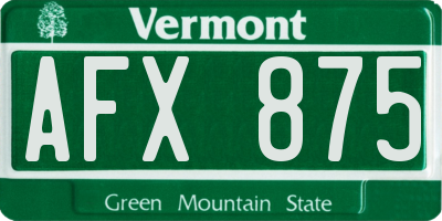 VT license plate AFX875