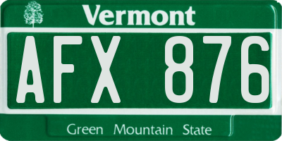 VT license plate AFX876