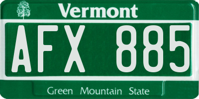 VT license plate AFX885