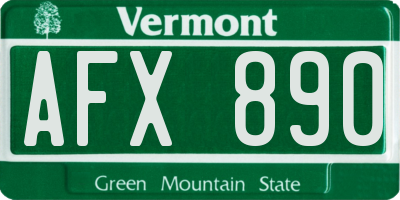 VT license plate AFX890