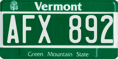 VT license plate AFX892