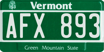 VT license plate AFX893