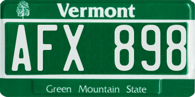 VT license plate AFX898