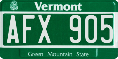 VT license plate AFX905
