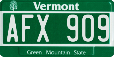 VT license plate AFX909