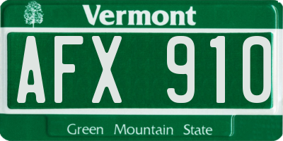 VT license plate AFX910