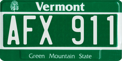 VT license plate AFX911
