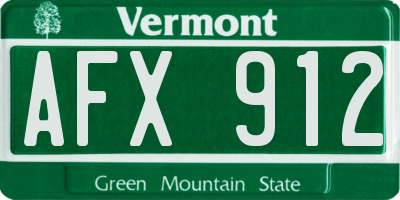 VT license plate AFX912