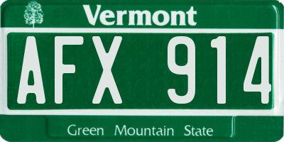 VT license plate AFX914