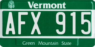 VT license plate AFX915