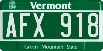 VT license plate AFX918