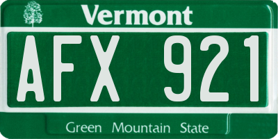 VT license plate AFX921