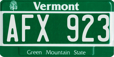 VT license plate AFX923