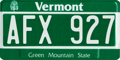 VT license plate AFX927