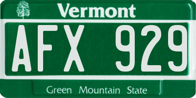 VT license plate AFX929